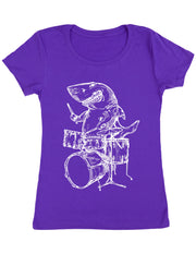 Seembo-Shark-drummer-Playing-Drums-musician-music-band-art-Women-T-Shirt-purple-color