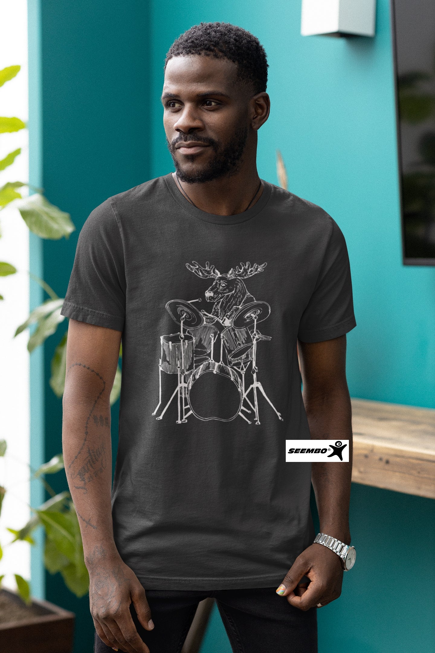 seembo-moose-drummer-playing-drums-musician-music-band-men-asphalt-t-shirt